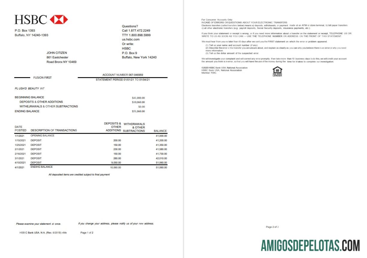 USA HSBC 2 Pages Version 2 Excel Pdf amostra